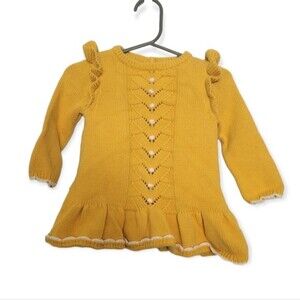 Cynthia Rowley Baby Girl Mustard Yellow Sweater Dress Size 6-9 Months
